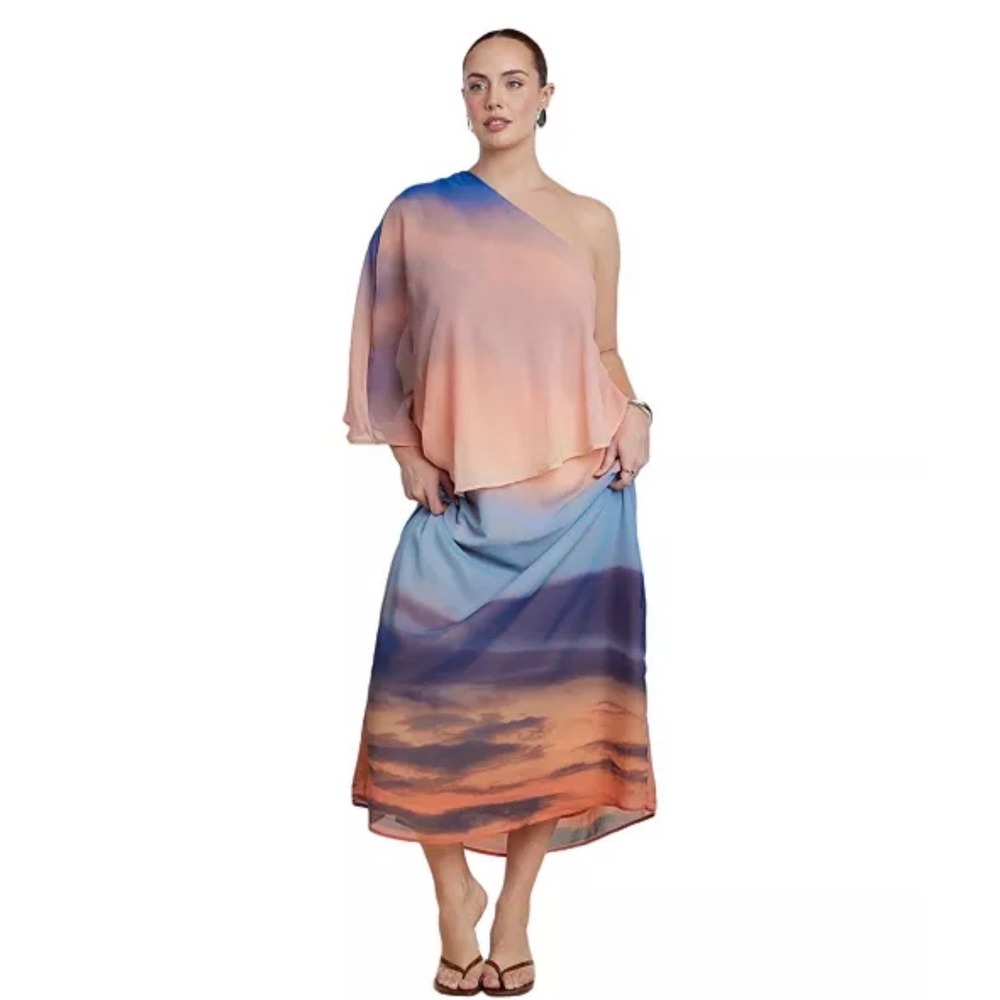 ELOQUII Printed Cape Maxi Dress – Women's Size 14 –‎ NWT